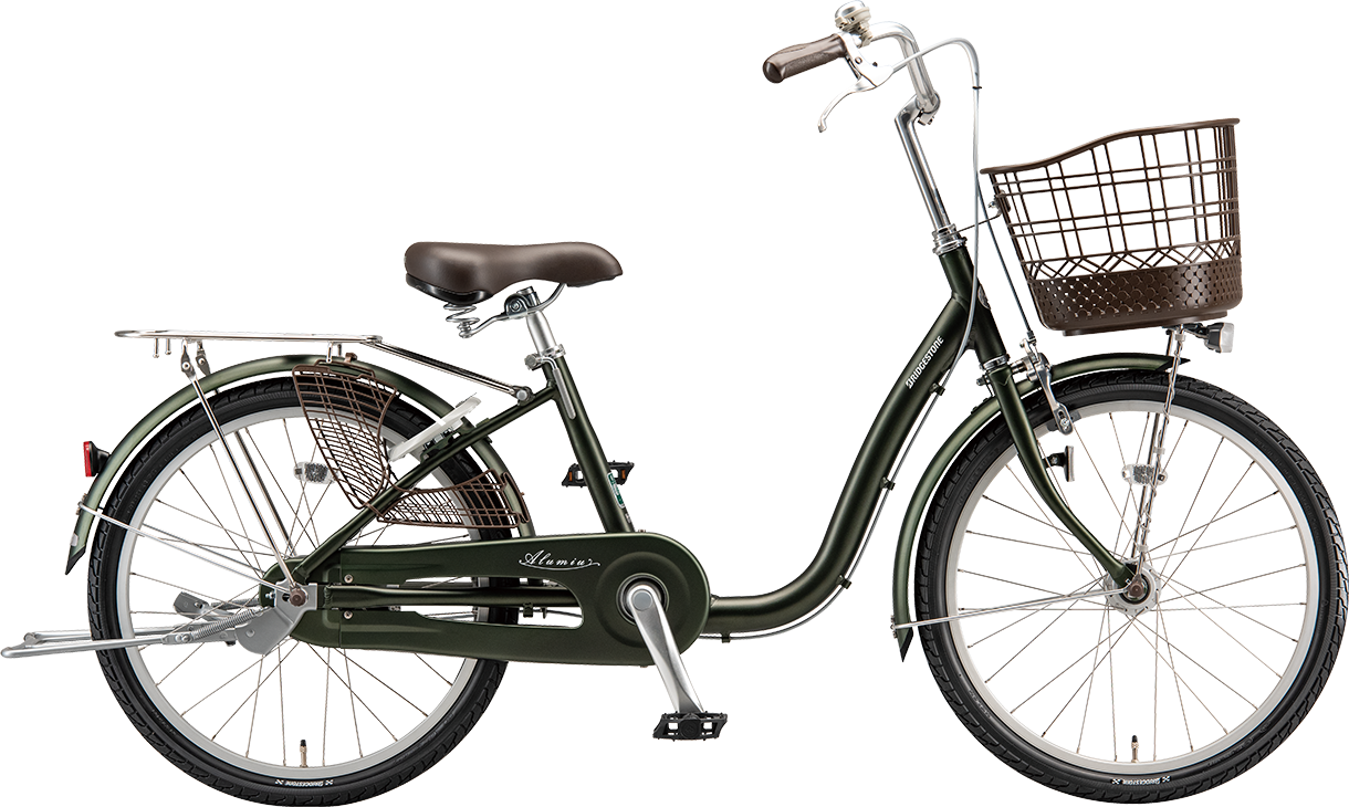 買い物向け自転車 アルミーユ ミニ T.Yジェードオリーブ（ツヤ消しカラー）／点灯虫モデル色の写真