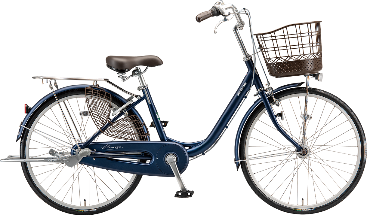 買い物向け自転車 アルミーユ T.Xサファイヤブルー（ツヤ消しカラー）／チェーン／点灯虫モデル色の写真