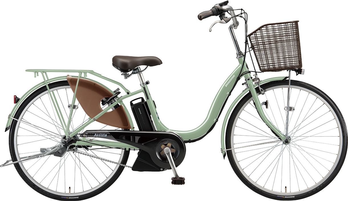 買い物向け電動アシスト自転車 アシスタU LT E.YBXグリーン色の写真