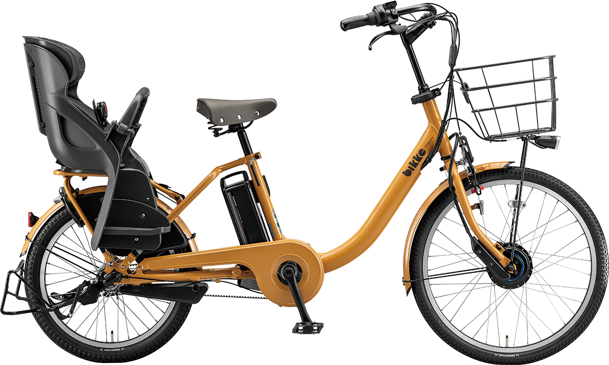 子ども乗せ電動アシスト自転車 ビッケ モブ dd P.キャラメルブラウン／クッションカラー：モブ（ダークグレー）色の写真