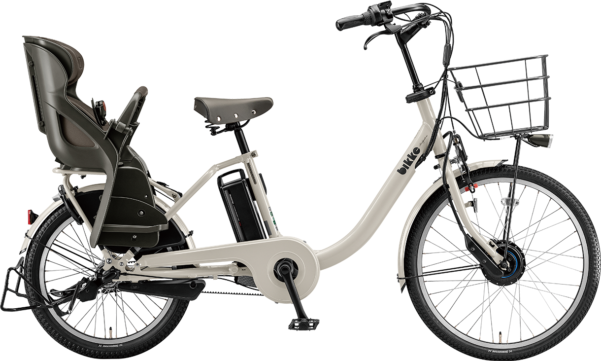 子ども乗せ電動アシスト自転車 ビッケ モブ dd P.コットングレー／クッションカラー：モブ（ダークグレー）色の写真