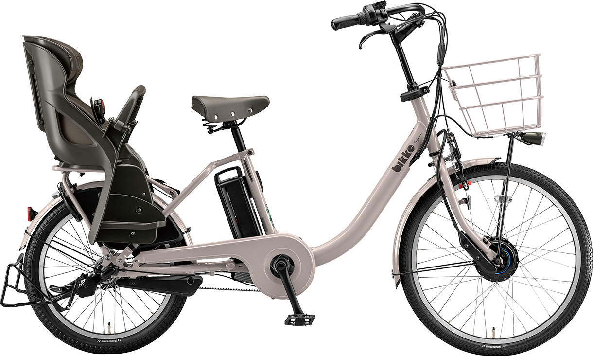 子ども乗せ電動アシスト自転車 ビッケ モブ dd E.モルベージュ／クッションカラー：モブ（ダークグレー）色の写真