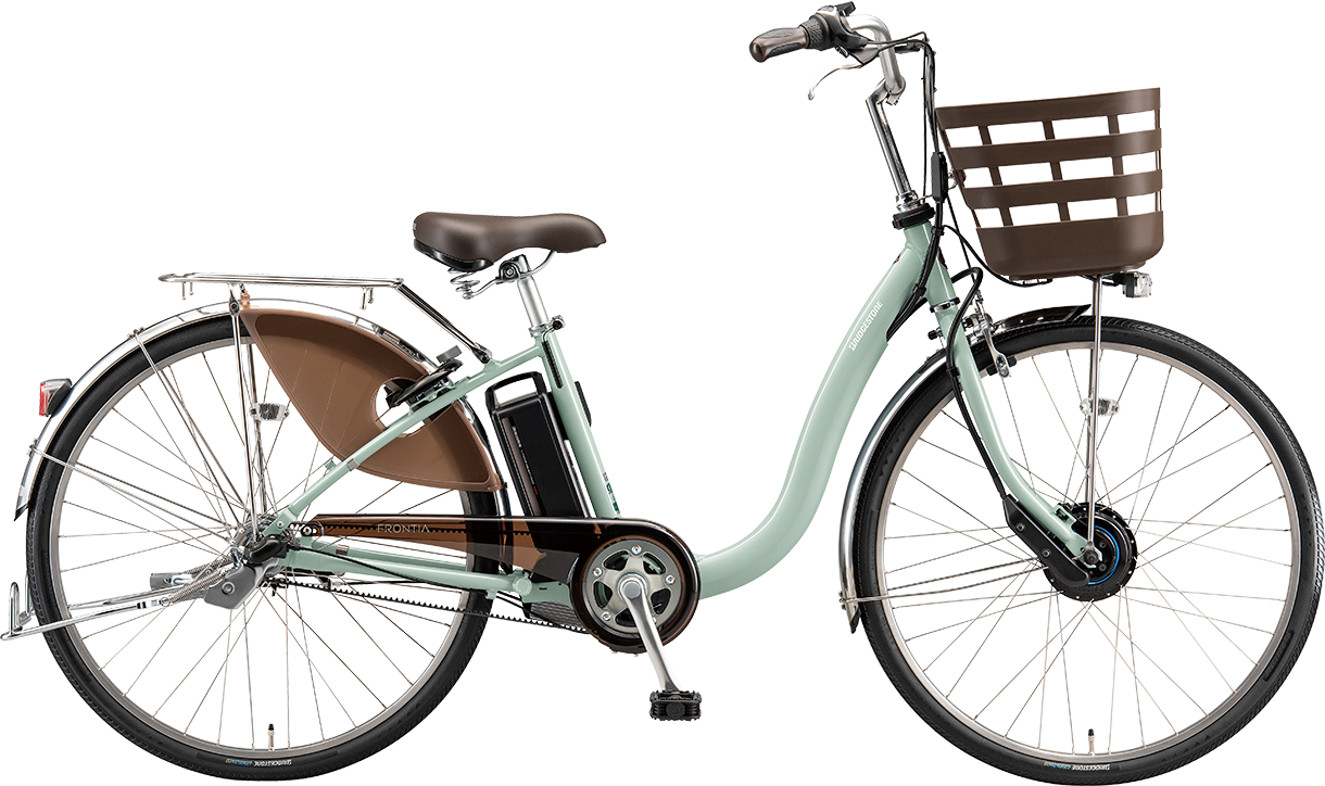 買い物向け電動アシスト自転車 フロンティア デラックス E.グレイッシュミント色の写真
