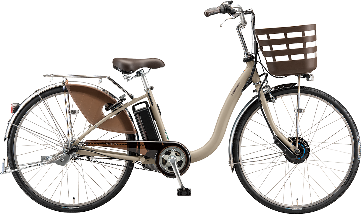 買い物向け電動アシスト自転車 フロンティア デラックス T.レトログレージュ（ツヤ消しカラー）色の写真