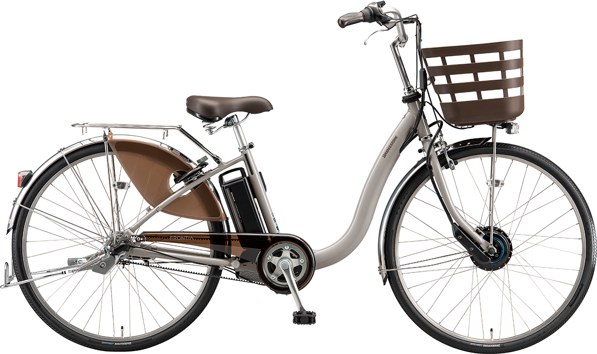 買い物向け電動アシスト自転車 フロンティア デラックス E.アーバングレー色の写真