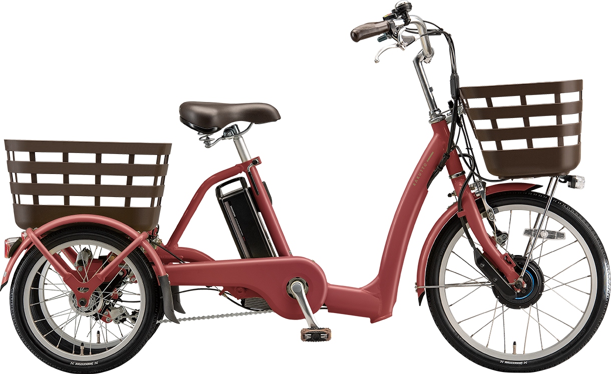買い物向け電動アシスト自転車 ラクットワゴン T.ルビーレッド（ツヤ消しカラー）色の写真
