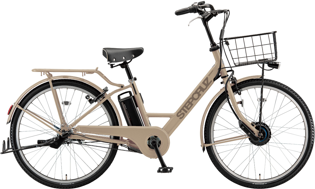 通学・通勤向け電動アシスト自転車 ステップクルーズ e T.Xレトログレージュ（ツヤ消しカラー）色の写真